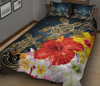 Personalized - Hawaii Honu Hibiscus Galaxy Quilt Bed Set - Polynesian Pride