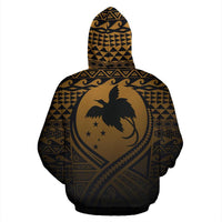 Papua New Guinea All Over Zip up Hoodie Lift up Gold - Polynesian Pride