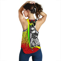 Pohnpei Micronesia Women's Racerback Tank Reggae - Turtle With Hook - Polynesian Pride
