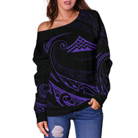 Hawaiian Mauna Kea Polynesian Women's Off Shoulder Sweater - Purple - Frida Style - Polynesian Pride