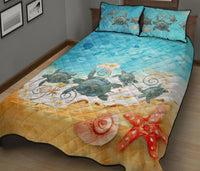 Hawaii Quilt Bed Set - Plumeria Turtles On Beach Hawaiian - Polynesian Pride