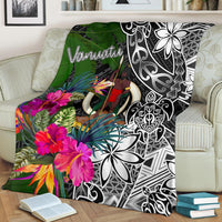 Vanuatu Premium Blanket - Turtle Plumeria Banana Leaf - Polynesian Pride