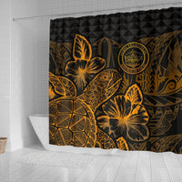 Palau Shower Curtain Turtle Hibiscus Gold - Polynesian Pride
