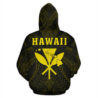 Polynesian Fish Hook Kanaka Map of Hawaii Hoodie Yellow - Polynesian Pride