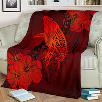Hawaii Whale Swim Poly Red Premium Blanket - Polynesian Pride