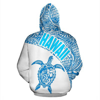 Hawaii Zip up Hoodie Hawaii Turtle Mermaid Polynesian Tattoo White Blue Version - Polynesian Pride