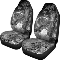 Custom Personalised Chuuk Car Seat Covers - Humpback Whale with Tropical Flowers (White) - Polynesian Pride
