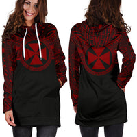 Wallis and Futuna Women Hoodie Dress - Wallis and Futuna Coat Of Arms Polynesian Red Black - Polynesian Pride