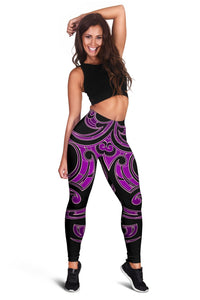 Hawaii Tribal Polynesian Women's Leggings - Purple - Juno Style - AH - Polynesian Pride