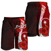 Chuuk Polynesian Custom Personalised Men's Shorts - Coat Of Arm With Hibiscus - Polynesian Pride