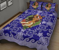 Hawaii Polynesian Quilt Bed Set - Hawaiian Dancing Girl Blue - Polynesian Pride