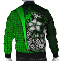 Samoa Polynesian Men's Bomber Jackets Green - Turtle With Hook - Polynesian Pride