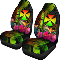 Wallis and Futuna Polynesian Personalised Car Seat Covers - Hibiscus and Banana Leaves - Polynesian Pride