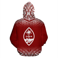 Guam Custom All Over Zip up Hoodie Fog Red - Polynesian Pride