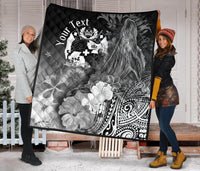 Tonga Custom Personalised Premium Quilt - Humpback Whale with Tropical Flowers (White) - Polynesian Pride