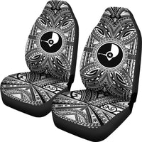 Yap Car Seat Cover - Yap Coat Of Arms Polynesian White Black - Polynesian Pride