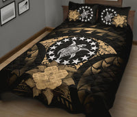 Cook Islands Polynesian Quilt Bed Set Hibiscus Gold - Polynesian Pride
