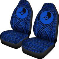 Yap Car Seat Cover - Yap Flag Polynesian Tattoo Blue - Polynesian Pride