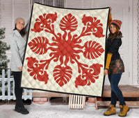 Hawaiian Kalo Pattern Premium Quilt - Green - Argu Style - AH - Polynesian Pride