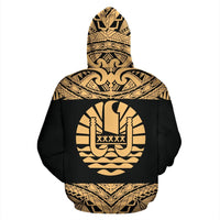 Tahiti All Over Zip up Hoodie Polynesian Gold Version - Polynesian Pride
