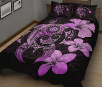 Hibiscus Plumeria Mix Polynesian Pink Turtle Quilt Bed Set - Polynesian Pride