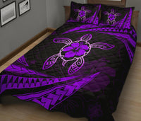 Hawaii Quilt Bed Set - Hibiscus Turtle Tribal Waves Purple - Polynesian Pride