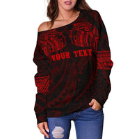 Polynesian Tattoo Off Shoulder Sweater Red - Custom Version K4 - Polynesian Pride