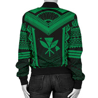 Hawaiian Kanaka Polynesian Women's Bomber Jacket Active Green - Polynesian Pride
