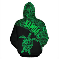 Samoa Zip up Hoodie Samoa Turtle Mermaid Polynesian Tattoo Green - Polynesian Pride