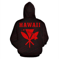 Polynesian Kakau Kanaka Map of Hawaii Hoodie Red - Polynesian Pride