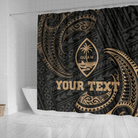 Guam Polynesian Custom Personalised Shower Curtain - Gold Tribal Wave - Polynesian Pride