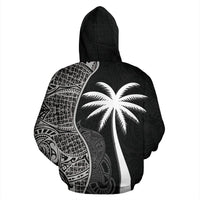 Papua New Guinea Polynesian Zip up Hoodie Coconut Tree Black - Polynesian Pride