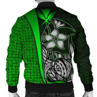Polynesian Hawaii Men Bomber Jacket Green - Turtle with Hook - Polynesian Pride