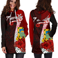 Tuvalu Polynesian Hoodie Dress - Coat Of Arm With Hibiscus - Polynesian Pride