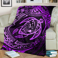 Hawaiian Turtle Polynesian Purple Premium Blanket - Polynesian Pride