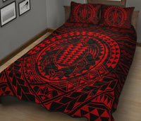 Hawaiian Kakau Honu Arc Red Polynesian Quilt Bed Set - Polynesian Pride