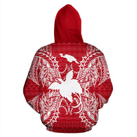 Papua New Guinea Polynesian ll Over Hoodie Map Red White - Polynesian Pride
