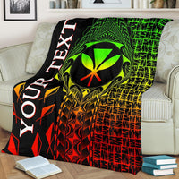 Hawaii Custom Personalised Premium Blanket - Kanaka Maoli Rocket Style (Reggae) White - Polynesian Pride