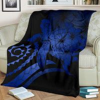 Hawaii Turtle Hibiscus Polynesian Vintage Premium Blanket - Blue - Polynesian Pride