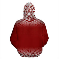 Poly All Over Custom Zip up Hoodie Polynesian Fog Red Version - Polynesian Pride