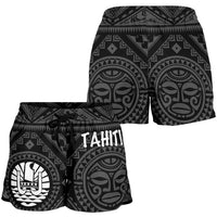 Tahiti Women's Shorts - Tahiti Seal In Polynesian Tattoo Style (Black) - Polynesian Pride