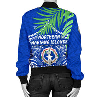 Northern Mariana Islands Rugby Women Bomber Jacket Coconut Leaves - CNMI - Polynesian Pride