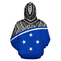 Pohnpei All Over Zip up Hoodie Micronesia Curve Blue Style - Polynesian Pride