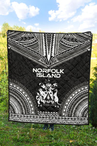 Norfolk Island Premium Quilt - Norfolk Island Coat Of Arms Polynesian Chief Black Version - Polynesian Pride