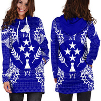 Kosrae Polynesian Hoodie Dress Map Blue - Polynesian Pride