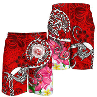 Hawaii Polynesian Men's Shorts - Hawaii Seal With Turtle Plumeria (Red) - Polynesian Pride