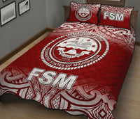 Federated States of Micronesia Quilt Bed Set - Federated States of Micronesia Seal Red Fog Style - Polynesian Pride