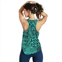 Polynesian Hawaiian Style Tribal Tattoo Turquoise Women's Racerback Tank Top - Polynesian Pride