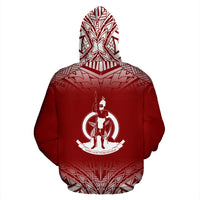 Vanuatu Custom All Over Zip up Hoodie Fog Red - Polynesian Pride