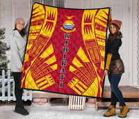 Kiribati Premium Quilt - Kiribati Coat Of Arms Polynesian Yellow Tattoo - Polynesian Pride